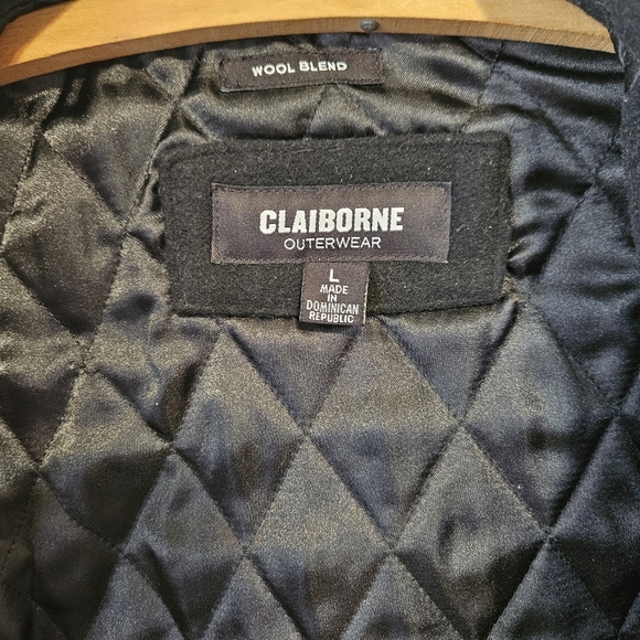 Claiborne Outerwear Men's Large Black Wool Zip-up Coat - Picture 5 of 11